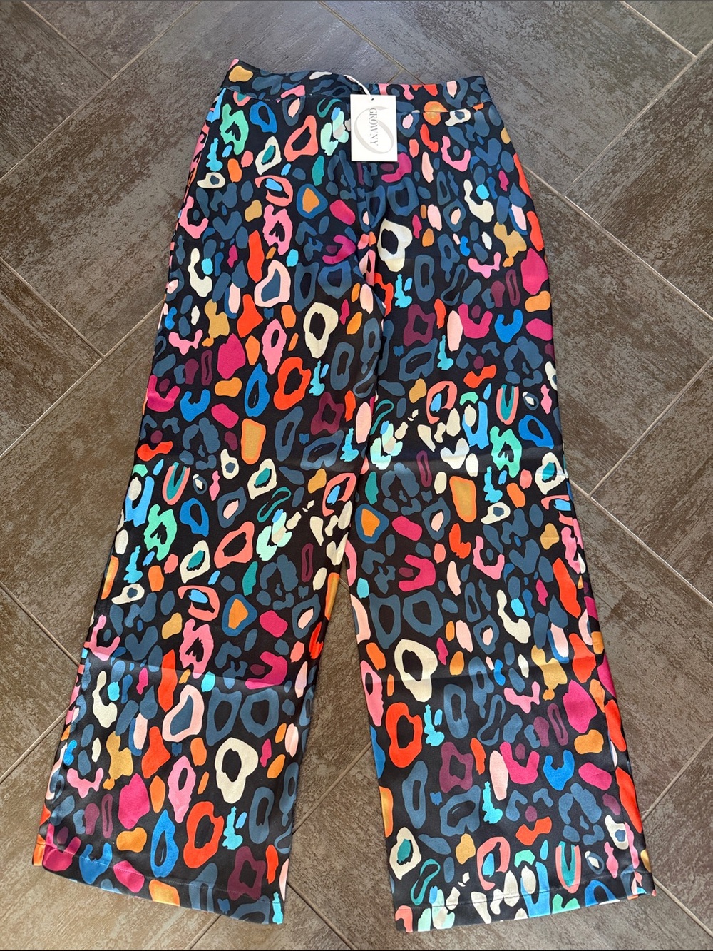 Growny Iro Colorful Leopard Print Wide Leg Pants - Picture 6 of 11